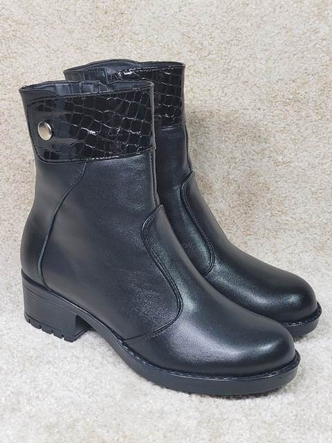 Ghete dama piele negre Sime biashoes.ro imagine reduceri